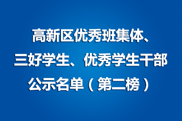 美视师一学校IB—PYP 高新区优秀班集体、三好学生、优秀学生干部 公示名单（第二榜）