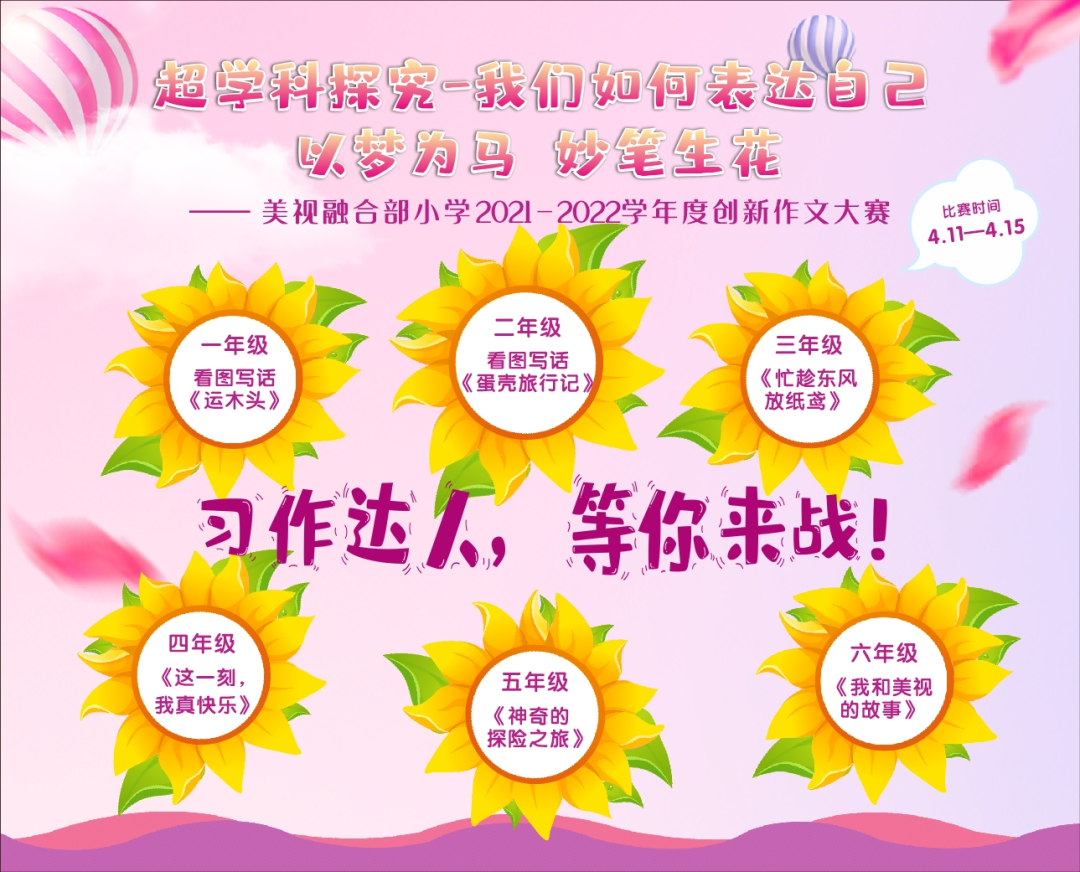 以梦为马 妙笔生花——美视融合部小学2021-2022学年度创新作文大赛
